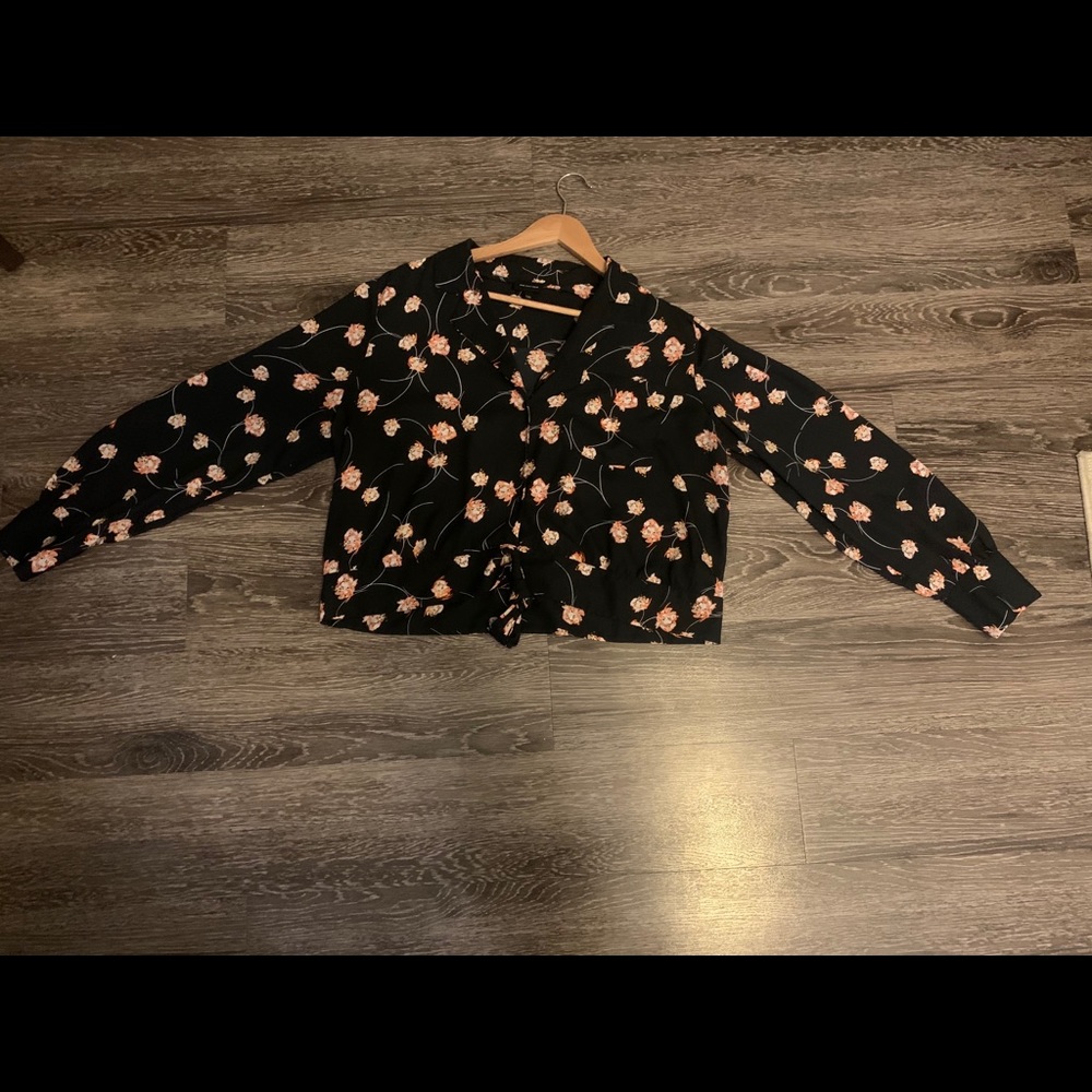 Cropped floral dress top with front tie